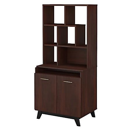 kathy ireland Office® by Bush Business Furniture Centura 2-Door Accent Storage Cabinet With Bookcase Hutch, Century Walnut, Standard Delivery