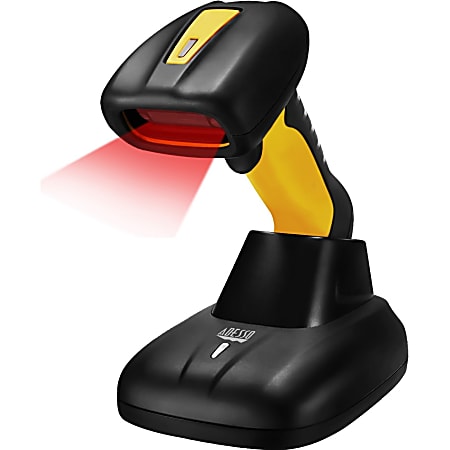 Adesso NuScan 4100B Bluetooth Antimicrobial Waterproof CCD Barcode Scanner - Wireless Connectivity - 200 scan/s - 12" Scan Distance - 1D - CCD - Bluetooth - USB - Yellow, Black - IP67 - Industrial, Hospitality, Warehouse, Library, Retail