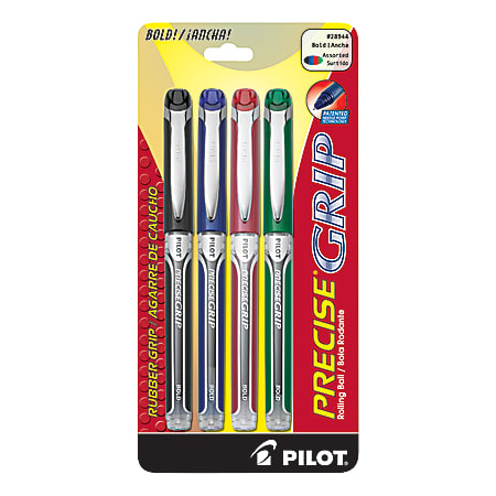 Pilot® Precise Grip™ Liquid Ink Rollerball Pens, Bold Point, 1.0 mm, Assorted Barrels, Assorted Ink Colors, Pack Of 4