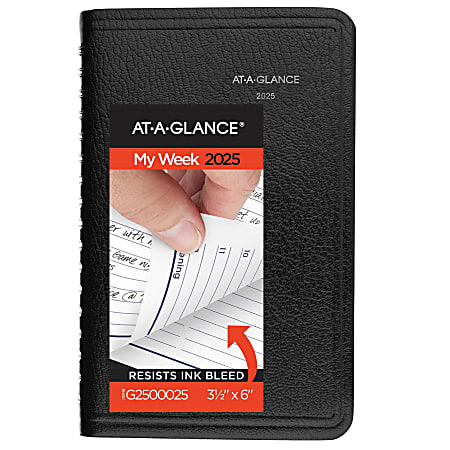 2025 AT-A-GLANCE® DayMinder® Weekly Appointment Book Planner, 3-1/2" x 6", Black, January 2025 To December 2025, G25000