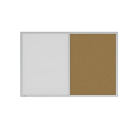 Ghent Non-Magnetic Whiteboard Corkboard Combo, 24” x 36”, White, Natural Aluminum Frame