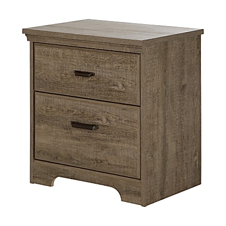 South Shore Versa 2-Drawer Nightstand, 25-1/4"H x 23"W x 17-3/4"D, Weathered Oak