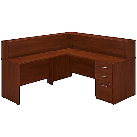 Bush Business Furniture Components Elite 72"W x 30"D L-Shaped Reception Desk With Storage, Hansen Cherry, Standard Delivery