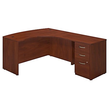 Bush Business Furniture Components Elite 60"W Right-Handed L-Shaped Desk With Return And 3-Drawer Pedestal, Hansen Cherry, Standard Delivery
