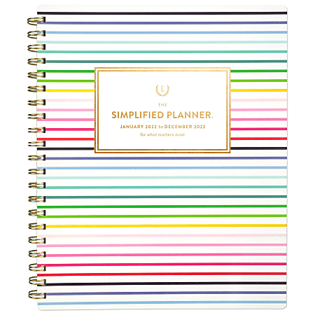 AT-A-GLANCE® Simplified by Emily Ley Weekly/Monthly Planner, 8-1/2" x 11", Happy Stripe, January To December 2022, EL70-905
