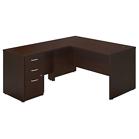 Bush Business Furniture Components Elite 60"W x 30"D L-Shaped Desk With 3-Drawer Pedestal, Mocha Cherry, Standard Delivery