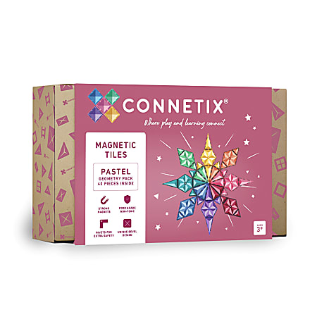 Connetix Magnetic Tiles Pastel Geometry Pack, 40 Pieces