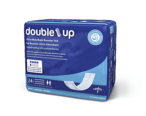 Medline Capri Double-Up Disposable Incontinence Liners, 3 1/2" x 11 1/2", White, 24 Liners Per Bag, Case Of 8 Bags
