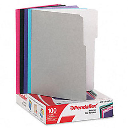 Pendaflex® Color Interior File Folders, 1/3 Cut, Letter Size, Assorted Colors #2, Pack Of 100