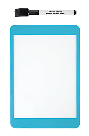 Office Depot® Brand Magnetic Dry-Erase Tablet With Marker, 5 5/16" x 7 7/8", Plastic Frame With Blue Finish