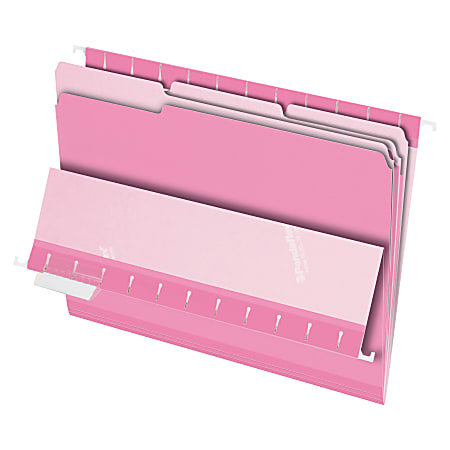 Interior File Folders, Letter Size, 1/3 Cut, Pink, Box Of 100