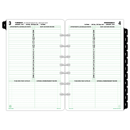 Day-Timer® Classic 1-Page-Per-Day Planner Refill, 5 1/2" x 8 1/2", 30% Recycled, January-December 2017