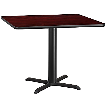 Flash Furniture Laminate Square Table Top With Table-Height Base, 31-1/8"H x 42"W x 42"D, Mahogany/Black