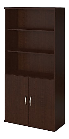 Bush Business Furniture Components Elite 73"H 5-Shelf Bookcase With Doors, Mocha Cherry, Standard Delivery