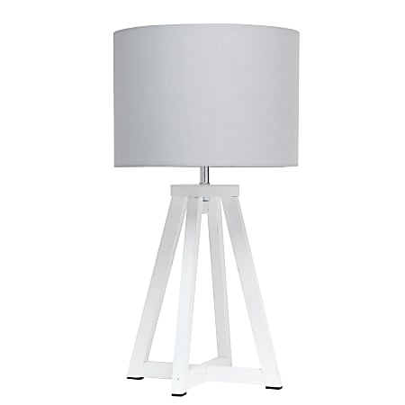 Simple Designs Interlocked Triangular Table Lamp, 19-1/8"H, Gray Shade/White Base