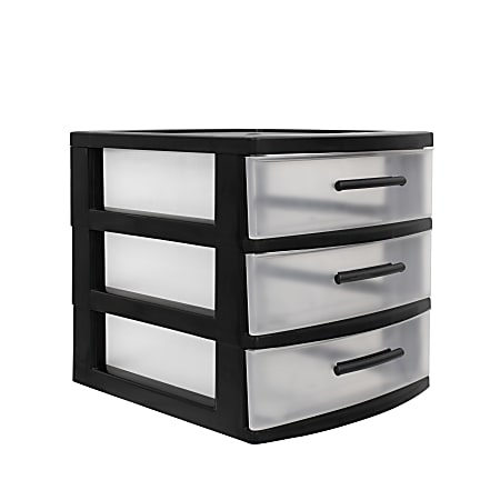 black 3 drawer dresser plastic IRIS USA 3-Drawer Plastic Storage Dresser, 2-Pack, Standing Organizer Storage Container Bin with Drawers for Clothes Crafts Classroom, Black/Clear