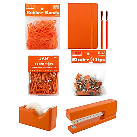 JAM Paper® Complete 9-Piece Desk Kit, Orange