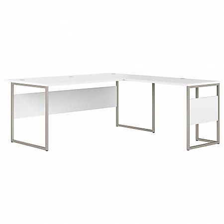 Bush Business Furniture Hybrid 72"W L-Shaped Corner Desk Table With Metal Legs, White, Standard Delivery