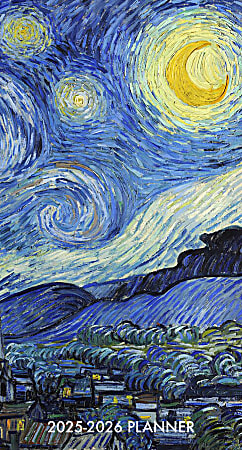 2025-2026 Willow Creek Press 2-Year Monthly Checkbook Calendar, 6-1/2” x 3-1/2”, Starry Night, January 2025 To December 2026, O47118