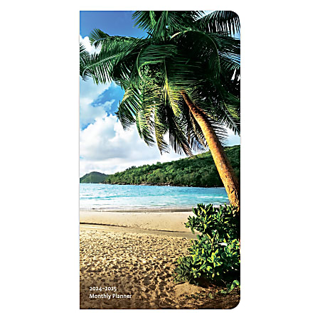 Brown Trout 2-Year Large Print Monthly Pocket Planner, 3-1/2” x 6-1/2”, Tropical Island, January 2024 To December 2025