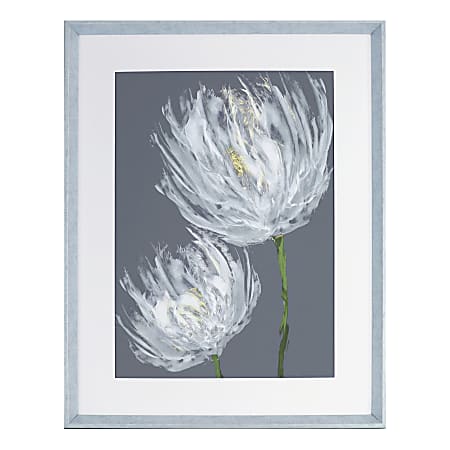 Lorell® White Flower Design Framed Abstract Art, 27-1/2" x 35-1/2", Design II