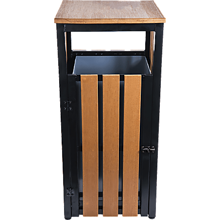 Lorell® Outdoor Waste Bin, 14.69 Gallons, Teak