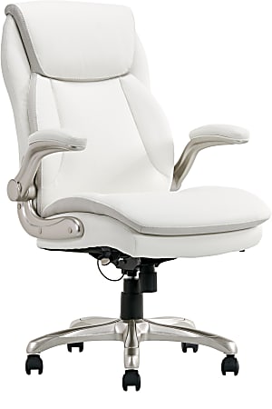 Serta® Smart Layers™ Brinkley Ergonomic Bonded Leather High-Back Executive Chair, White/Silver
