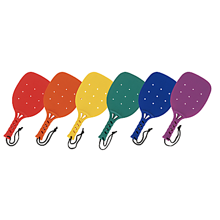 Champion Sports Paddleball Rackets, 15"H x 8"W x 4"D, Assorted Colors, Pack Of 6 Rackets