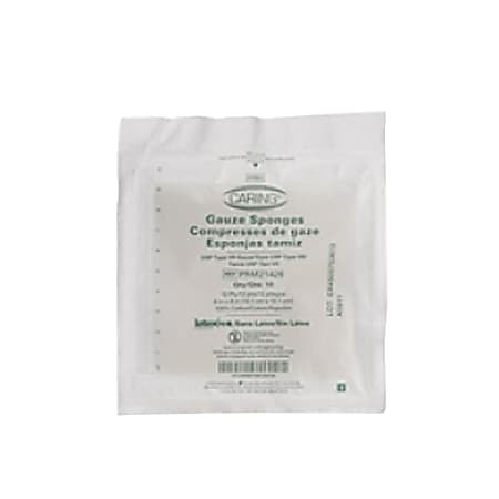 Medline Caring Sterile Woven Gauze Sponges, 12-Ply, 4" x 4", Case Of 128