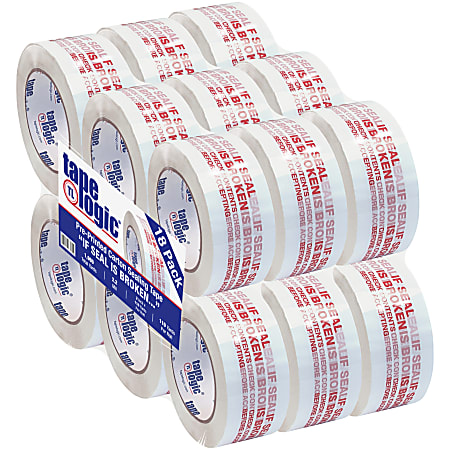 Tape Logic® If Seal Is Broken Preprinted Carton Sealing Tape, 3" Core, 2" x 110 Yd., Red/White, Case Of 18