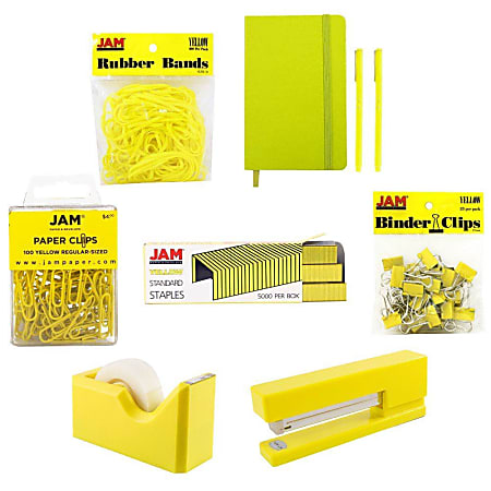 JAM Paper® Complete 9-Piece Desk Kit, Yellow