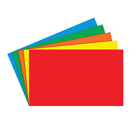 Top Notch Teacher Products® Bright Blank Primary Index Cards, 3" x 5", Assorted Colors, 100 Cards Per Pack, Case Of 10 Packs