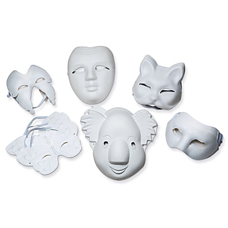 Creativity Street Paperboard Masks, White, Pack Of 24