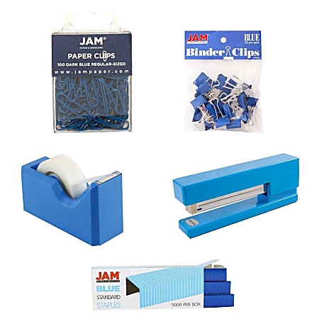 JAM Paper® 5-Piece Office Starter Kit, Blue