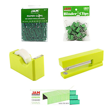 JAM Paper® 5-Piece Office Starter Kit, Green