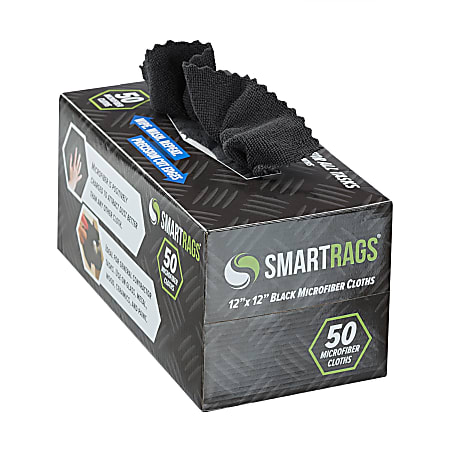Hospeco SmartRags® Disposable Microfiber Towels, 18 Gram, 180 GSM, 12" x 12", Black, 50 Towels Per Box, Case Of 8 Boxes