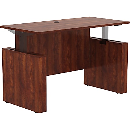 Lorell Essentials Sit to Stand 60 W Desk Shell Cherry ODP