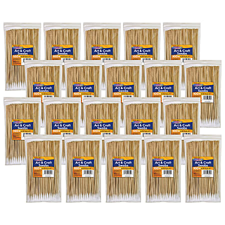 Creativity Street Wood Art & Craft Swabs, 6", Natural, 100 Swabs Per Bag, Pack Of 20 Bags
