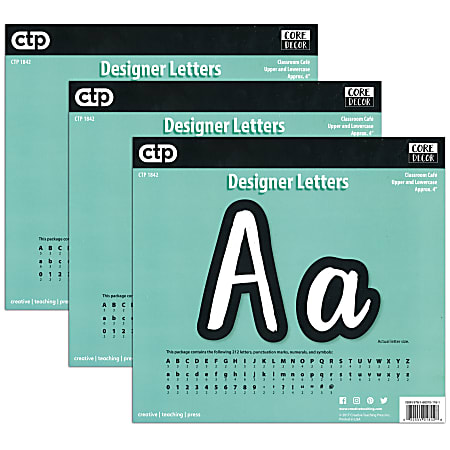 Creative Teaching Press® Designer Letters, 4", Bold And Bright Classroom Café, 212 Pieces Per Pack, Set Of 3 Packs
