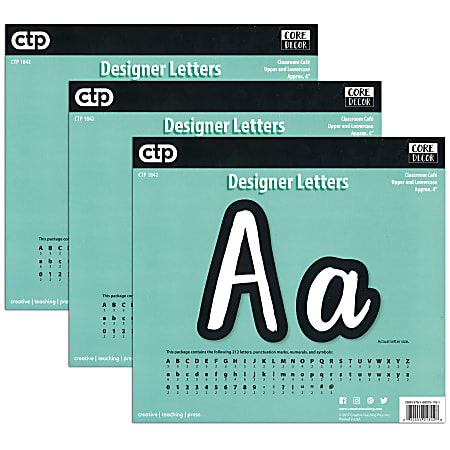Creative Teaching Press&reg; Designer Letters, 4", Bold And Bright Classroom Caf&eacute;, 212 Pieces Per Pack, Set Of 3 Packs
