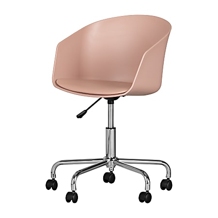 South Shore Flam Plastic Mid-Back Swivel Chair, Pink/Chrome