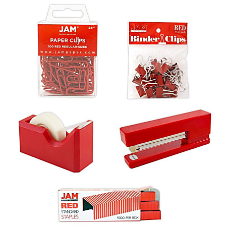 JAM Paper® 5-Piece Office Starter Kit, Red