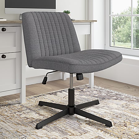 Bush Furniture Sutton Ergonomic Fabric Armless Mid Back Computer Chair Without Wheels, Dark Charcoal Fabric, Standard Delivery