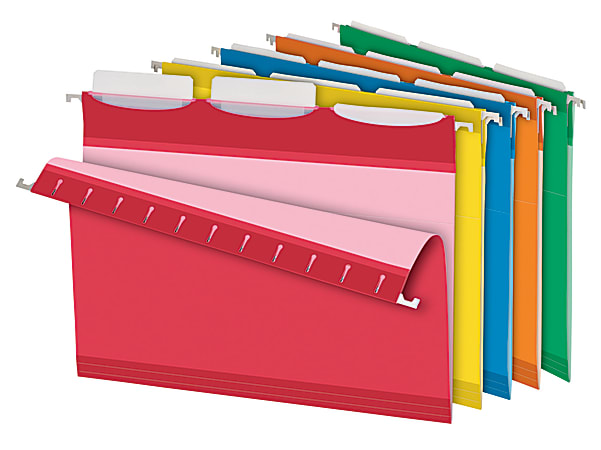 Pendaflex® Ready-Tab™ Reinforced Hanging Folders, With Lift Tab Technology, 1/3 Cut, Letter Size, Assorted Colors, Pack Of 25