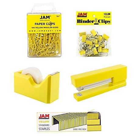 JAM Paper® 5-Piece Office Starter Kit, Yellow