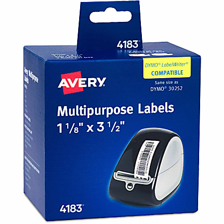 Avery Direct Thermal Roll Labels 4183 Rectangle 1 18 x 3 12 White 350 ...