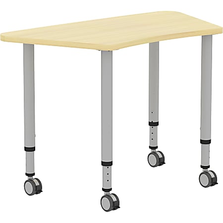 Lorell Attune Height-adjustable Multipurpose Curved Table - For - Table TopTrapezoid Top - Adjustable Height - 26.62" to 33.62" Adjustment x 60" Table Top Width x 23.62" Table Top Depth - 33.62" Height - Assembly Required - Laminated, Maple
