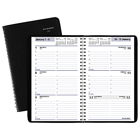 AT-A-GLANCE® DayMinder® Weekly Appointment Book/Planner, Smooth Untextured Cover, 4 7/8" x 8", Black, January to December 2019