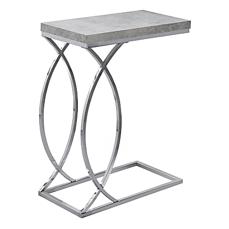 Monarch Specialties Side Accent Table, Rectangular, Gray Cement/Chrome