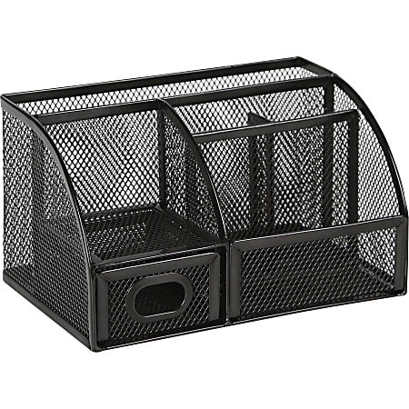 Lorell Mesh Desktop Organizer - 6 Compartment(s) - 8.66" - 25.5" Height x 5.5" Width4.9" Length - Desktop - Mesh, Metal - 1 Each